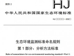 生態(tài)環(huán)境部：生態(tài)環(huán)境監(jiān)測(cè)標(biāo)準(zhǔn)命名規(guī)則 第1部分：分析方法標(biāo)準(zhǔn)(征求意見稿 )