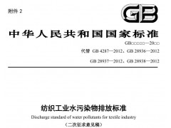 生態(tài)環(huán)境部發(fā)布：紡織工業(yè)水污染物排放標(biāo)準(zhǔn)（二次征求意見(jiàn)稿）